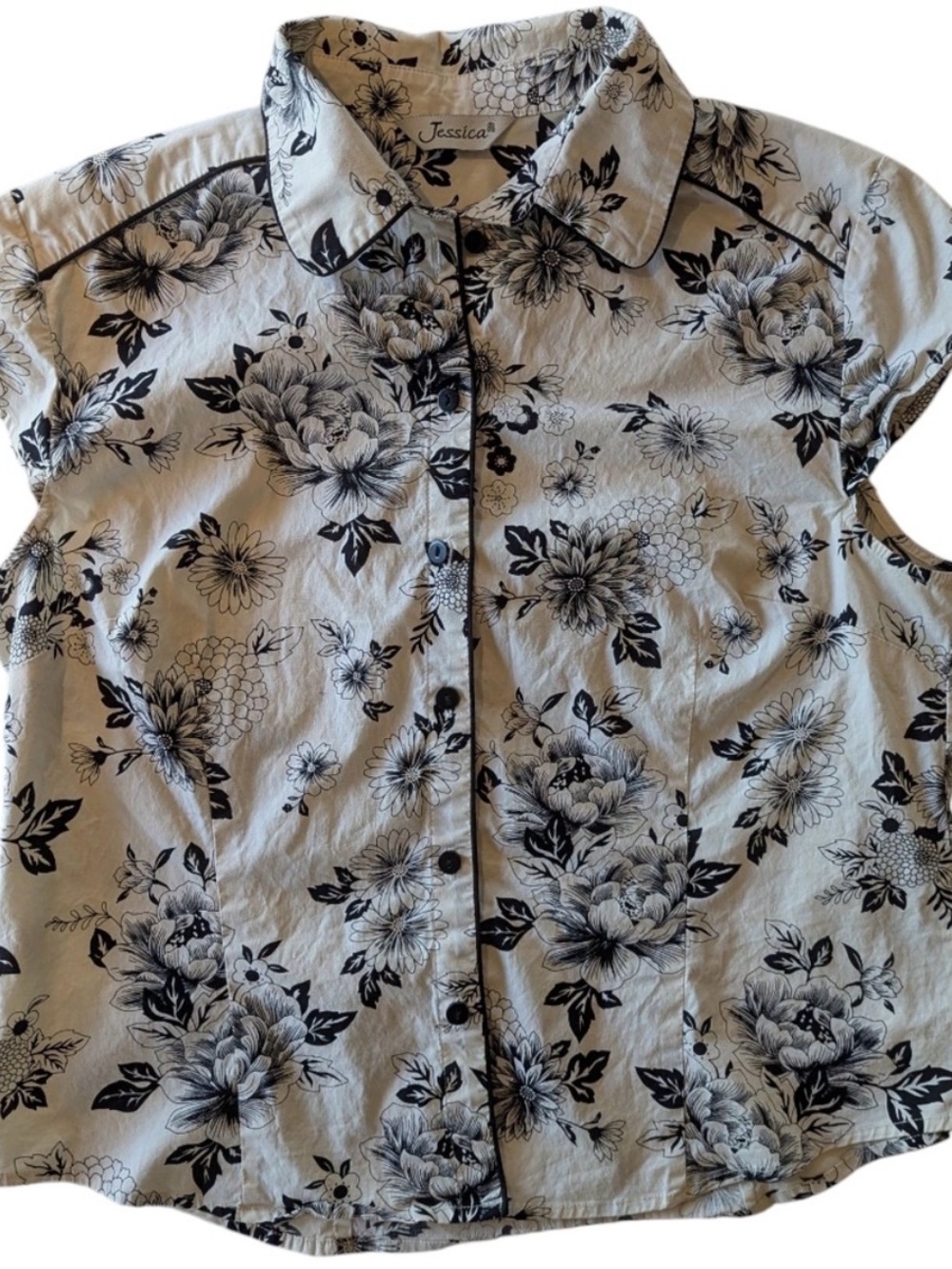 Jessica Black Cream Fitted Button Down Shirt
